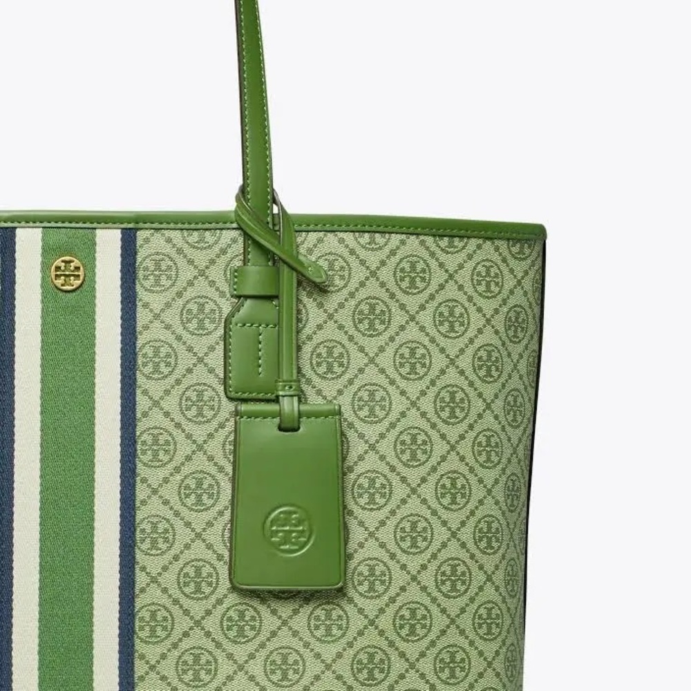 Tory Burch Green and White Tote Bag - original - Picture 7 of 9